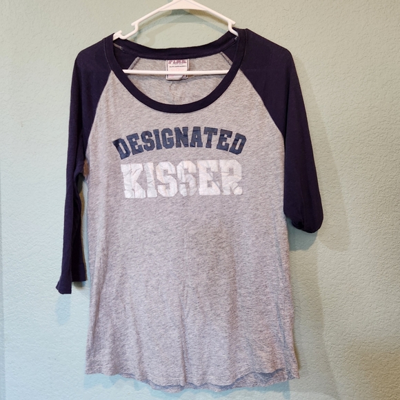 Victoria Secret Pink MLB New York Yankees Baseball T Shirt Kisser Holo Sz Large - Picture 2 of 8